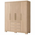 Armario de madera de roble claro con 4 puertas y 3 cajones