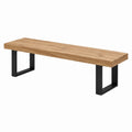 Banco de madera de roble y metal negro 180x35x45 cm