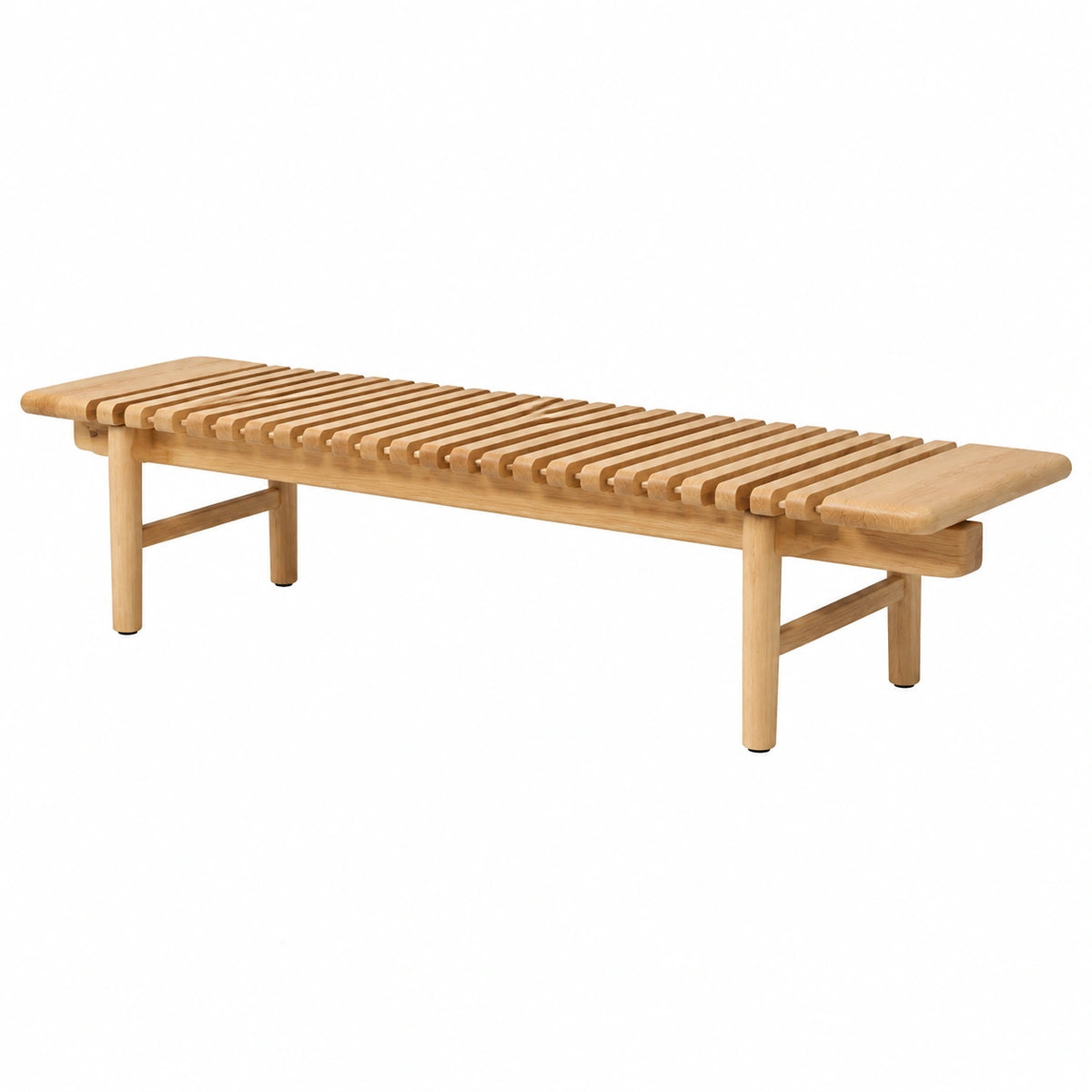 Banco de madera de roble con listones 160 cm color natural