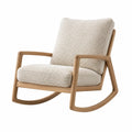 Mecedora de madera de roble y tejido boucle beige