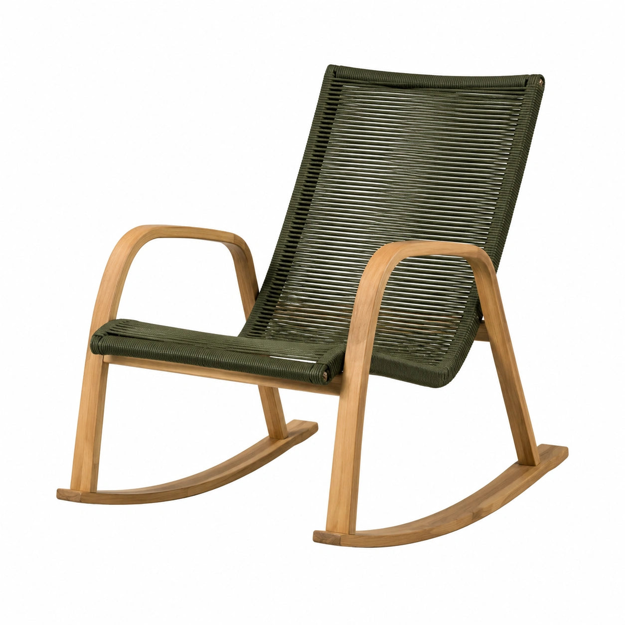 Mecedora de Madera y Cuerda de Poliéster Verde