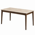 Mesa de comedor rectangular de mármol y madera