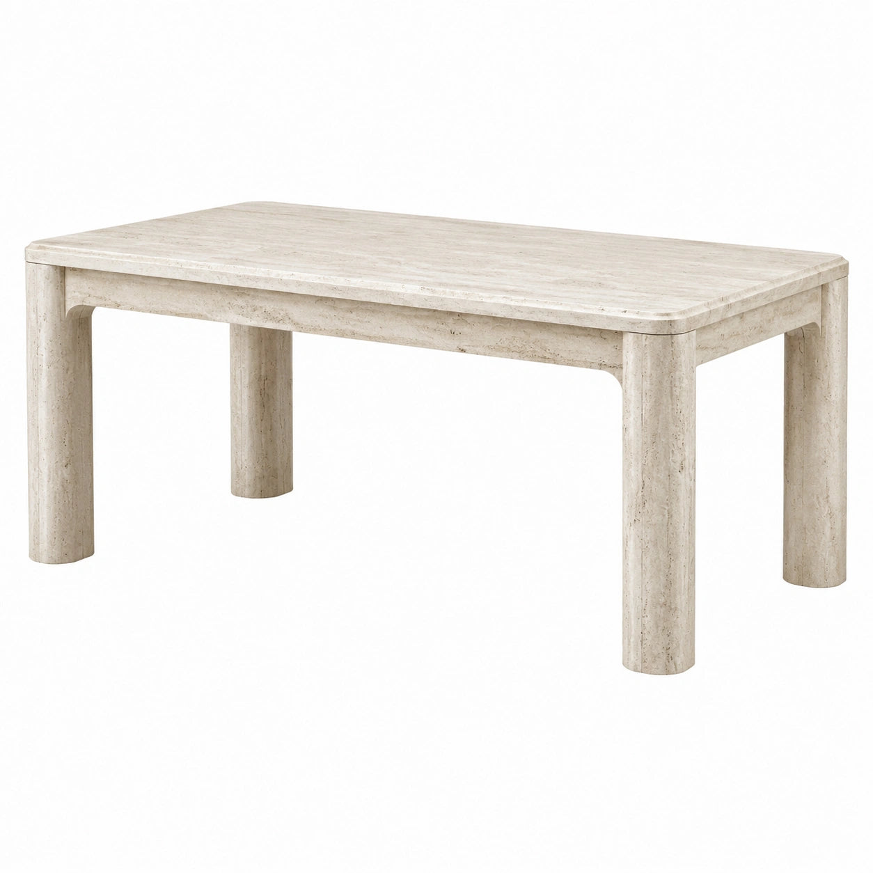 Mesa de comedor de mármol travertino beige 180x90x75 cm