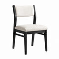 Silla de comedor de madera tapizada en tela bouclé beige