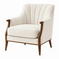 Sillón de madera y bouclé crema 75x85x80 cm