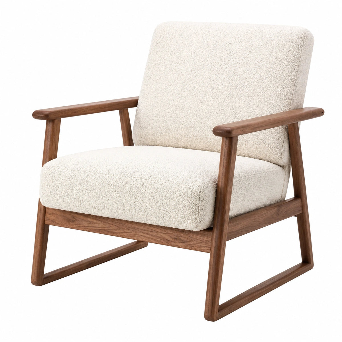 Sillón de nogal con tapizado de poliéster